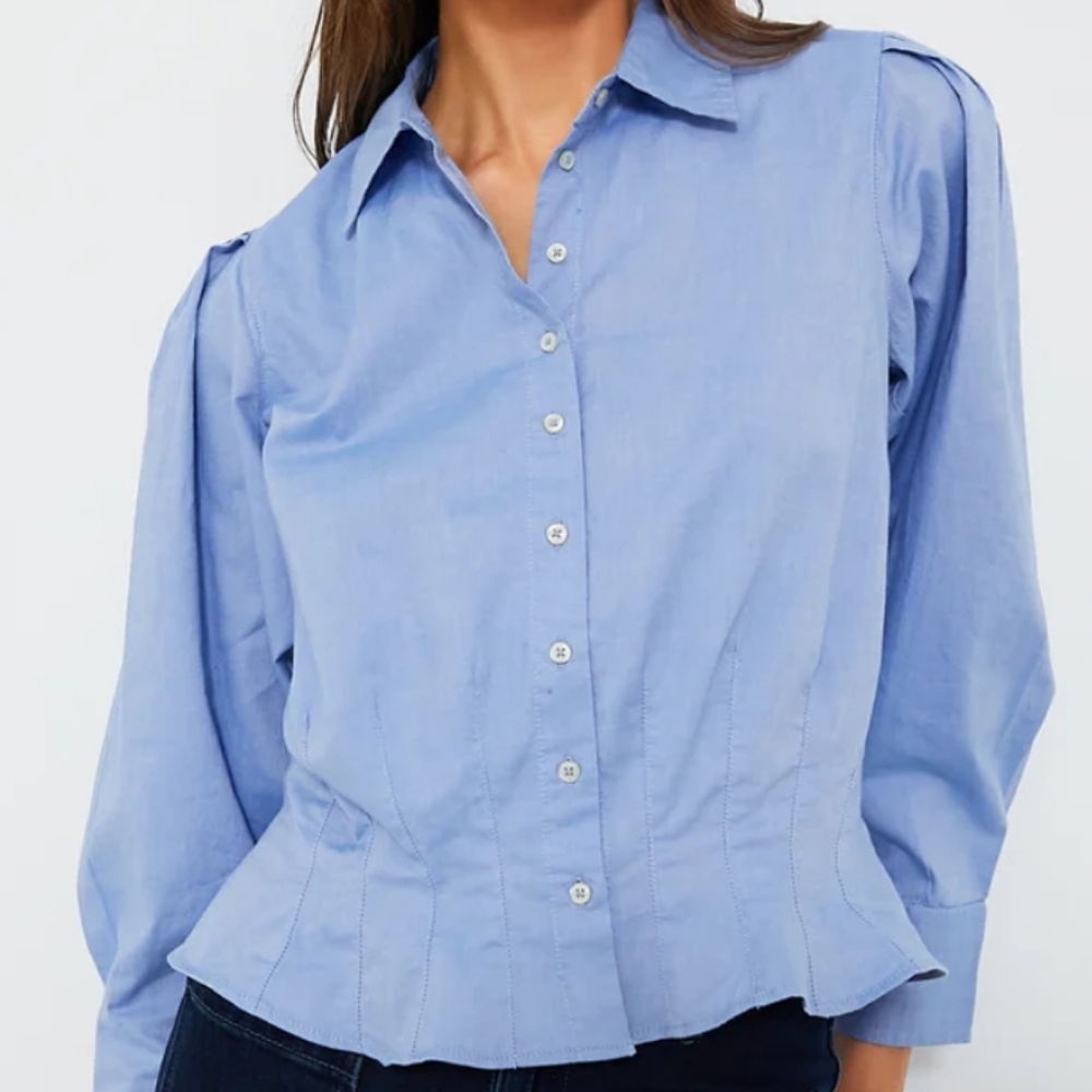 THE GREAT Blue Oxford The Honor Top Size 2 US Medium